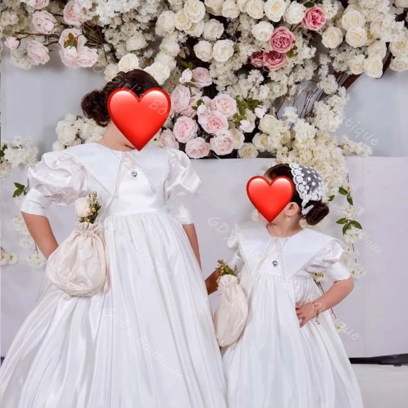 فستان حفلات بناتي مخصص أنيق شال طية صدر السترة عالي الخصر فساتين فتاة الزهور لحفلات الزفاف 2-14 سنة للأطفال فستان المسابقة الأولى