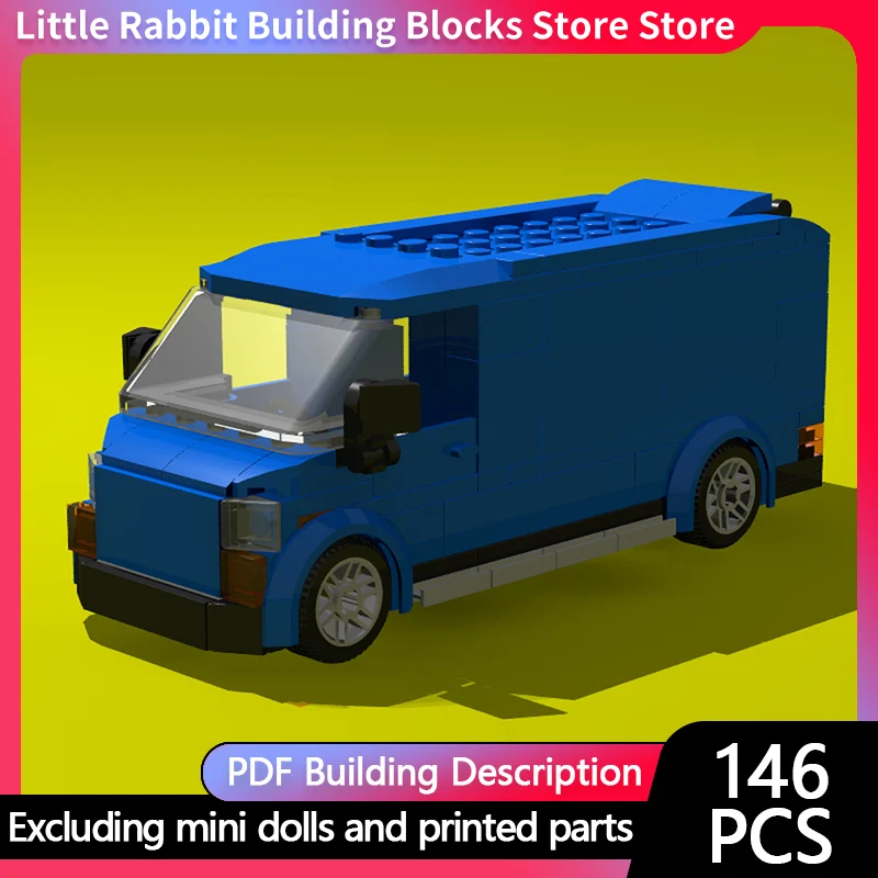 City Car Model MOC Building Bricks Blue Cargo Transportation Van Modular Technology Children Holiday Gifts Assemble Toy Suit