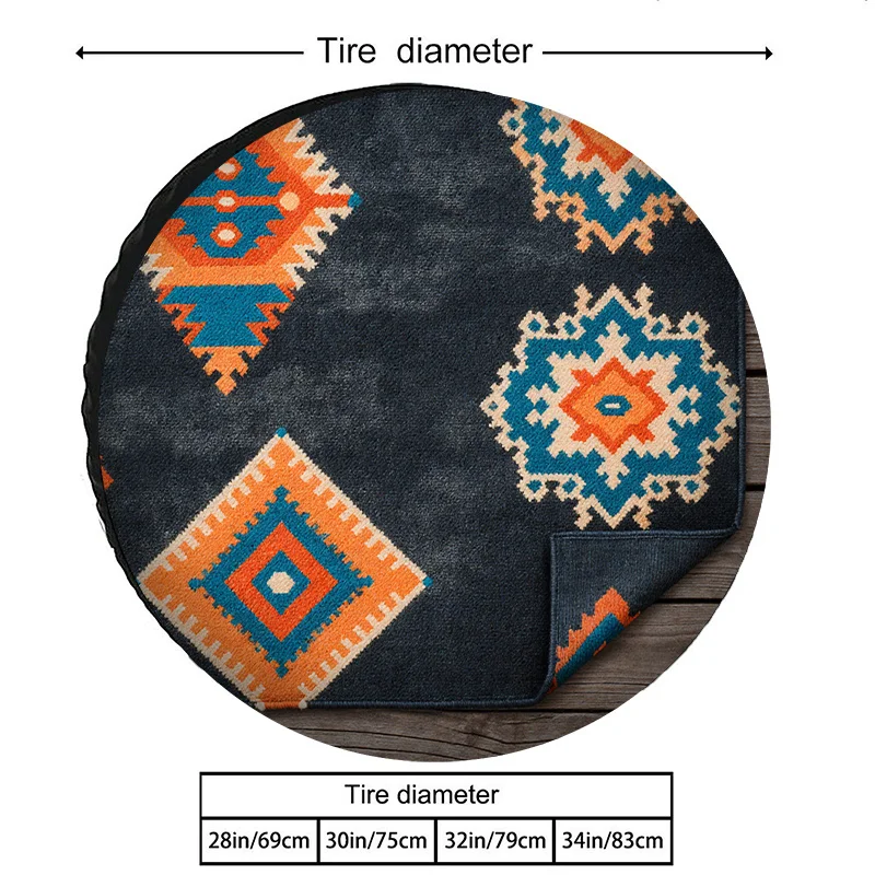Polyester Fiber Car Tire Cover With Geometric Diamond Pattern, Deep Blue, Anti-Slip And Wear-Resistant, Suitable For Both Outdoo