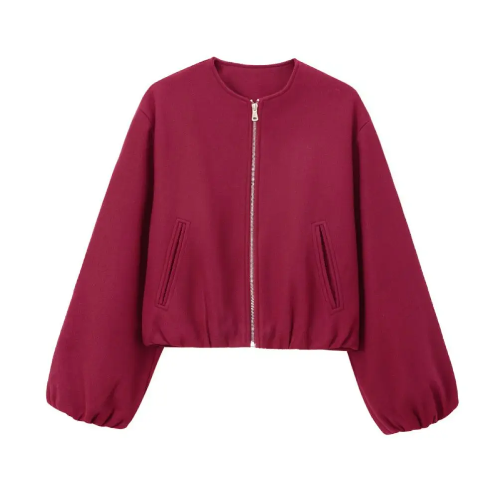 Womens Fashion Bomber Jacket Spring Casual Outerwear Soft Fabric Long Sleeve Zip Up Short Coat Streetwear Solid Color