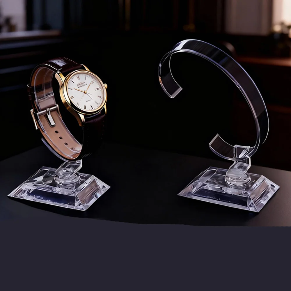 Watch Display Stand Transparent Acrylic Support for Bracelets Pendants and Rings C-shaped Frame