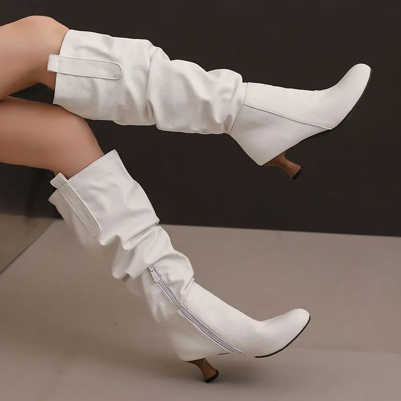 ORCHA LISAFancy سيدة حذاء برقبة للركبة جولة تو كعب صغير 5.5 سنتيمتر البريدي تمديد حجم 47 48 49 50 أحذية تاريخ الرجعية عادية