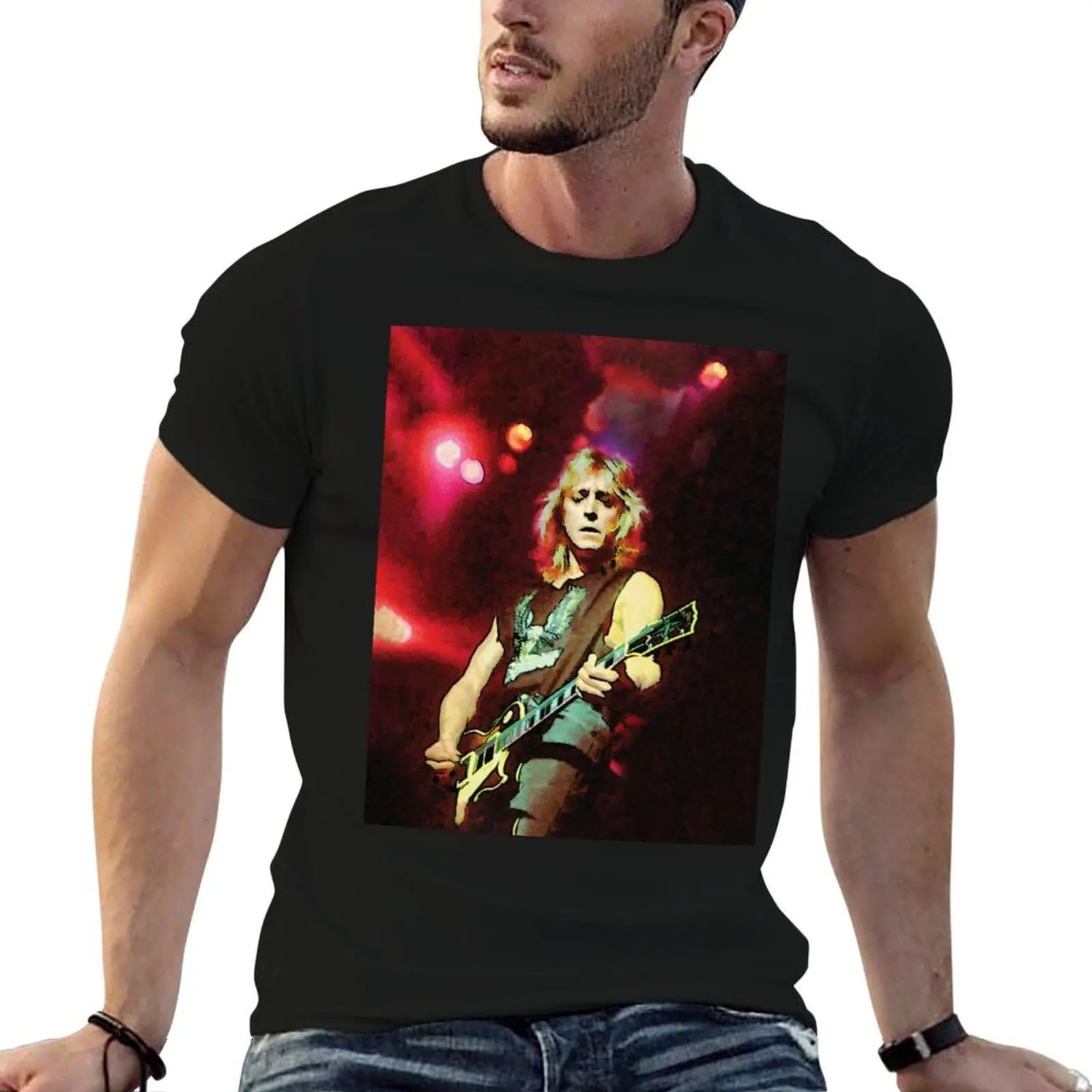 Mick Ronson digital painting guitarist on stage T-Shirt baggy shirts cute clothes summer top plain white t shirts men