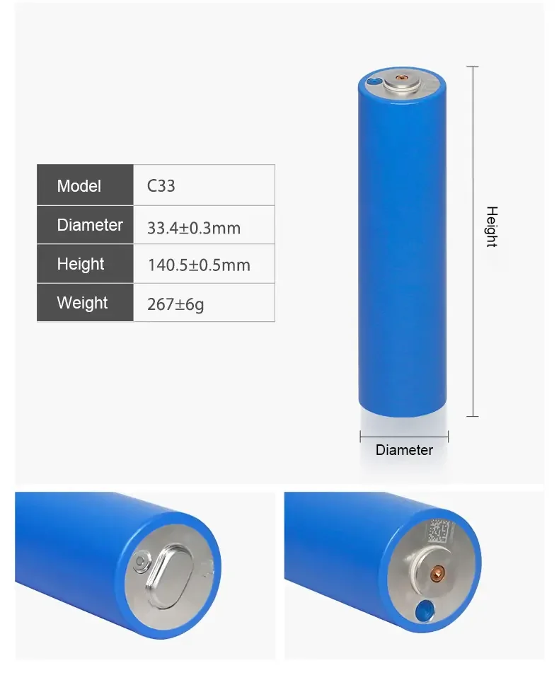 33140 3.2V 15AH Lifepo4 Rechargeable cylindrical Power Lithium Battery Cells for DIY Energy Storage And Electric Vehicle