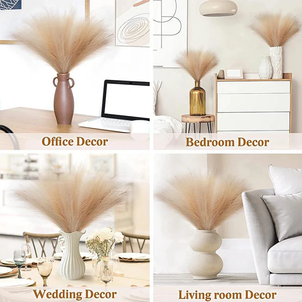 10 قطعة عشب بامباس الصناعي الزهور الاصطناعية بوهو الديكور باقة الزفاف ديكور غرفة المنزل نبات صناعي رقيق زهرة القصب #2