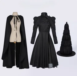 Wicked Witch Elphaba Cosplay Wizard Black Long Dress Cloak Hat Full Set Role Play Outfit Halloween Costume Cape Carnival Party