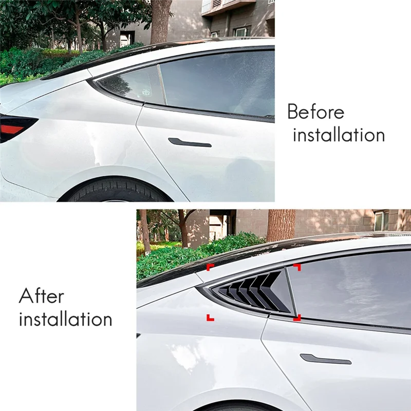

AASS-Car Rear Side Window Louvers Air Vent Scoop Shades Cover Blinds Trim For Tesla Model 3 2017-2023 Y 2020+