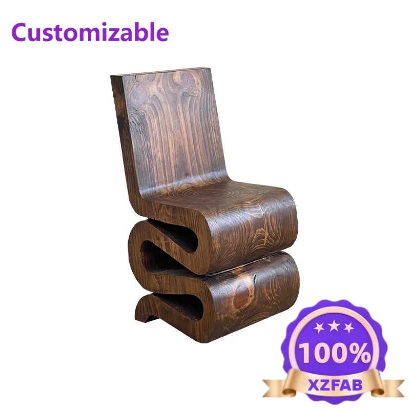 Factory Direct 2026 Wabi Sandy Wind Living Room Fashion Stacking Chair Special-shaped Ornament Decorative Chair Solid Wood Creat