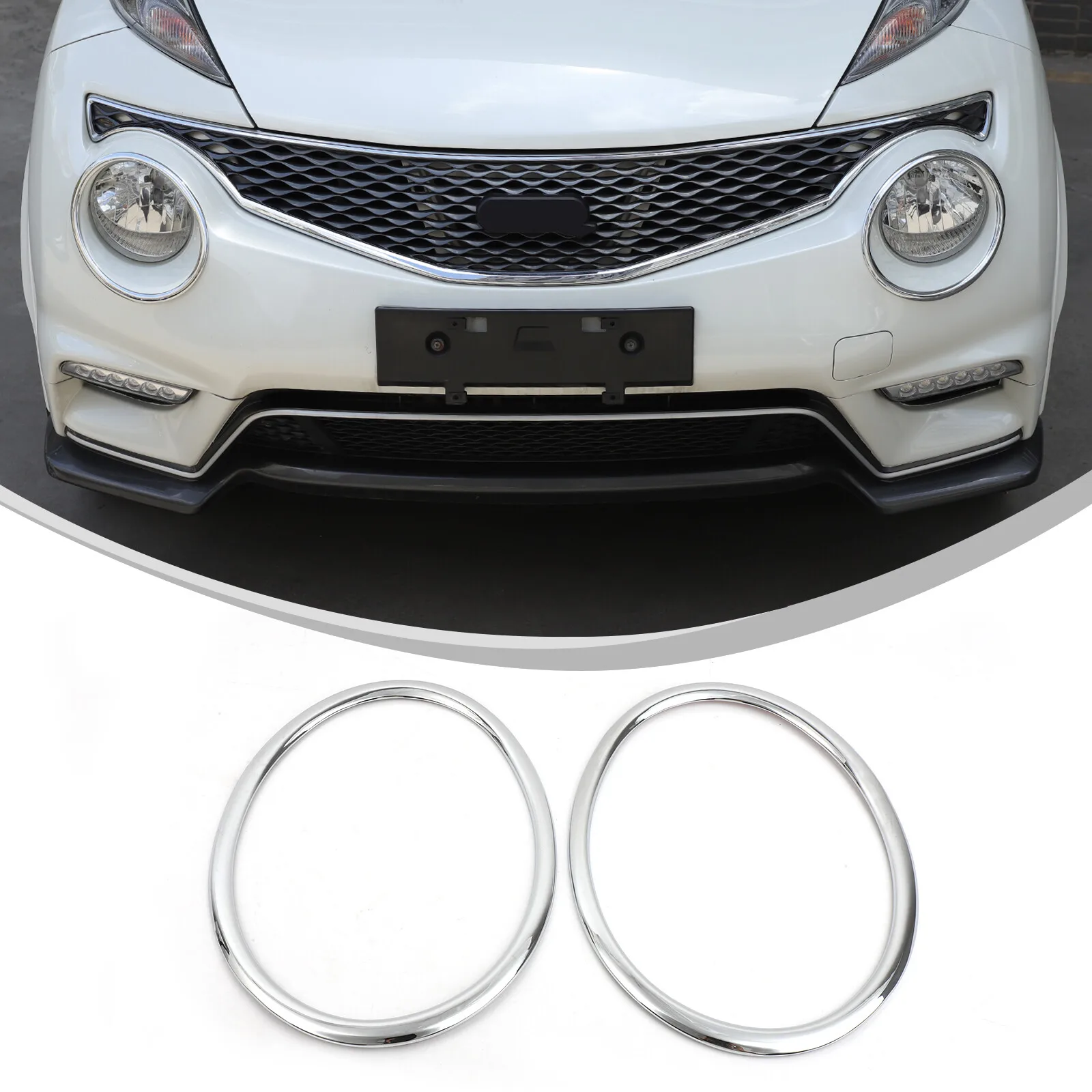 ABS Chrome Car Front Fog Light Ring Decorative Trim For Nissan Juke 2014-2024 Car Front Bumper Fog Lamp Cover Bezel Accessories view 3