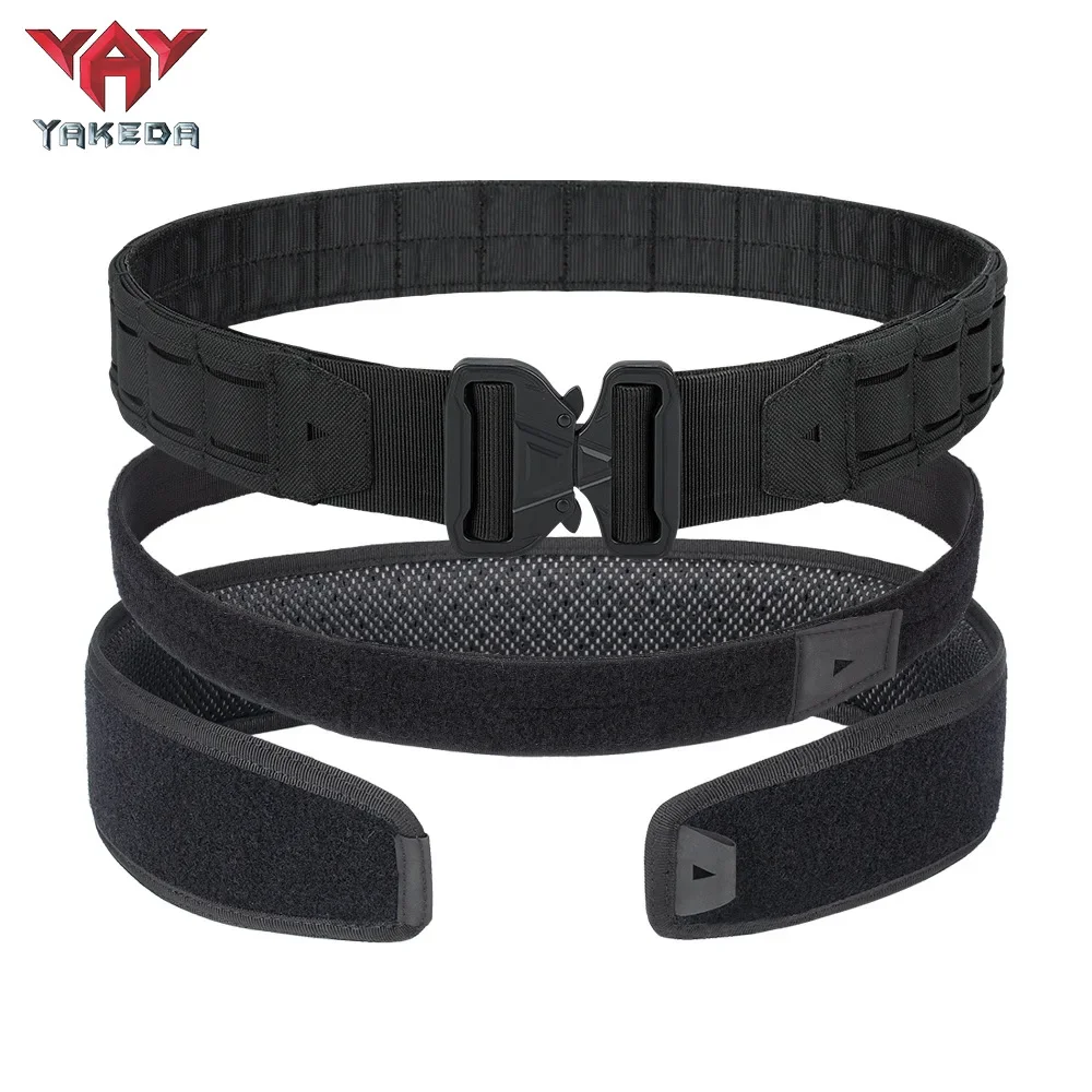 

Тактический ремень YAKEDA 3 в 1, быстросъемная пряжка с лазерной резкой, боевой ремень MOLLE с внутренним ремнем и подкладкой для поддержки спины