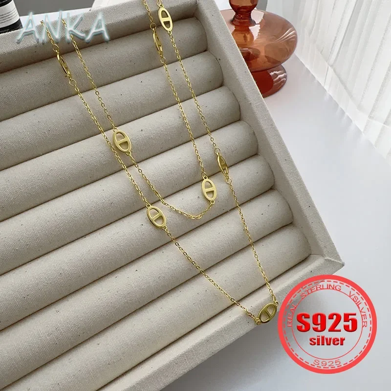 silver 925 necklace pig nose k gold necklace high quality simple geometric collarbone chain jewellery women gold 925 necklace