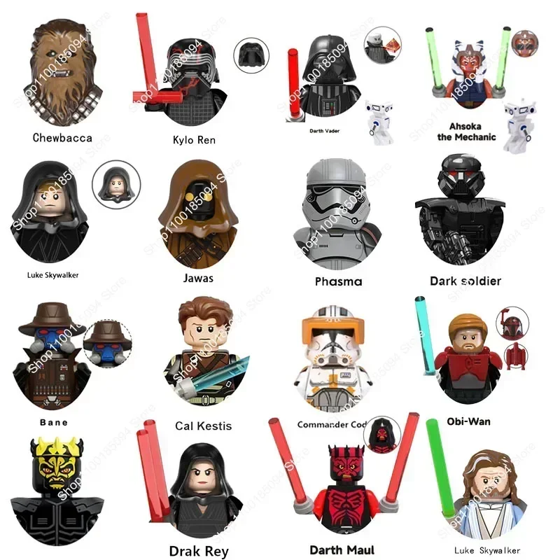 Figuras de acción de clon Trooper Ahsoka, Boba Fett, Rey, Obi-wan Rex, Palpatine, ladrillos, Darth Maul, Luke Skywalker, juguetes para niños