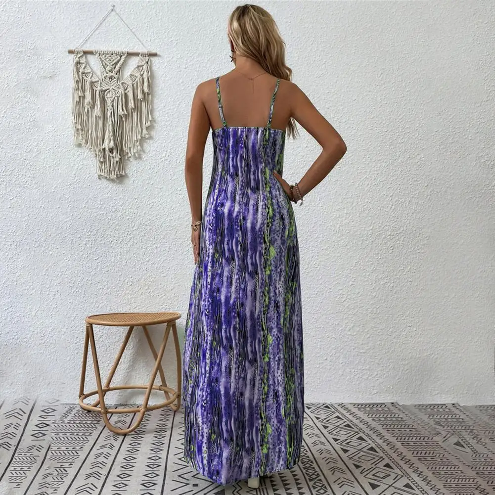 

Women Printed Dress Bohemian Style Women's Vacation Maxi Dress with V Neck Printed Design for Soft Casual Beach Wear for Resort