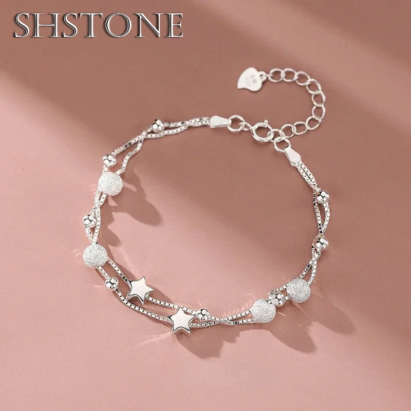 

SHSTONE 925 Sterling Silver Beautiful Stars Bracelets for Women Korean Fashion Designer Party Wedding Jewelry Holiday Gifts