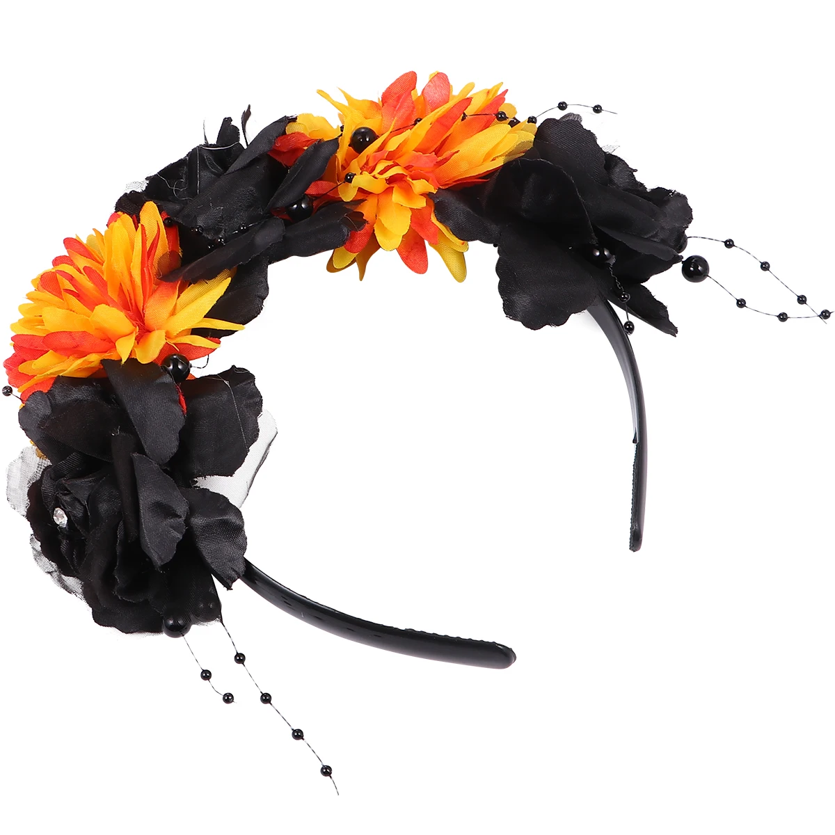 

1pc Simulated Rose Flower Hairband For Women Halloween Floral Headwear Accessory Orange Elegant Comfortable Design