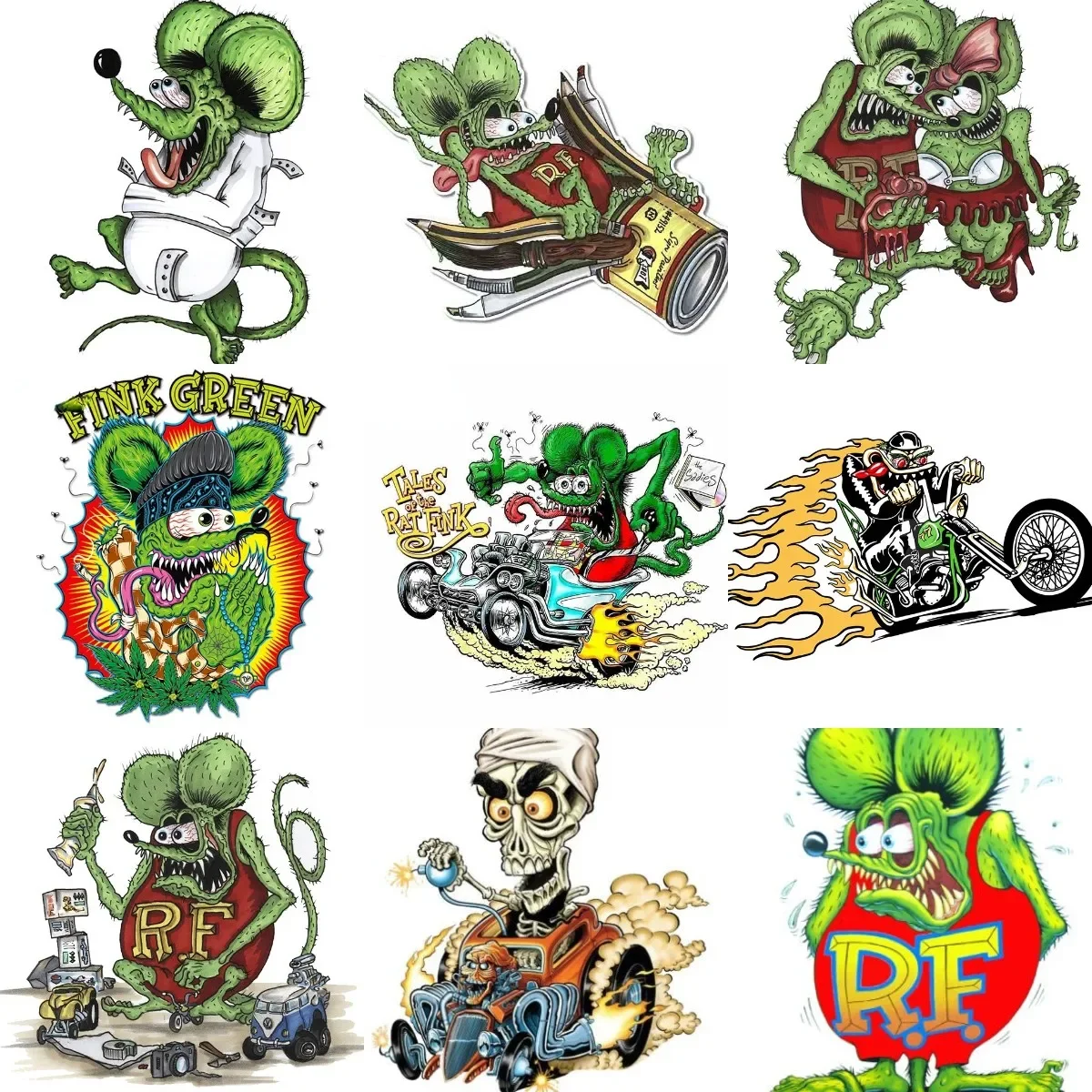 

Наклейка Crazy Rat Fink, модифицированный автомобиль, мотоцикл, велосипед, аксессуары для ноутбука, окно, грузовик, фургон, настенный шлем, гоночные наклейки