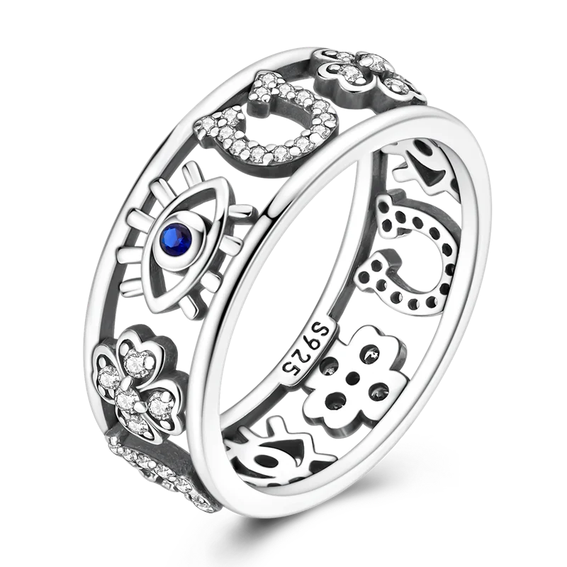 925 Sterling Silver Zirconium Devil's Eye Wedding Ring