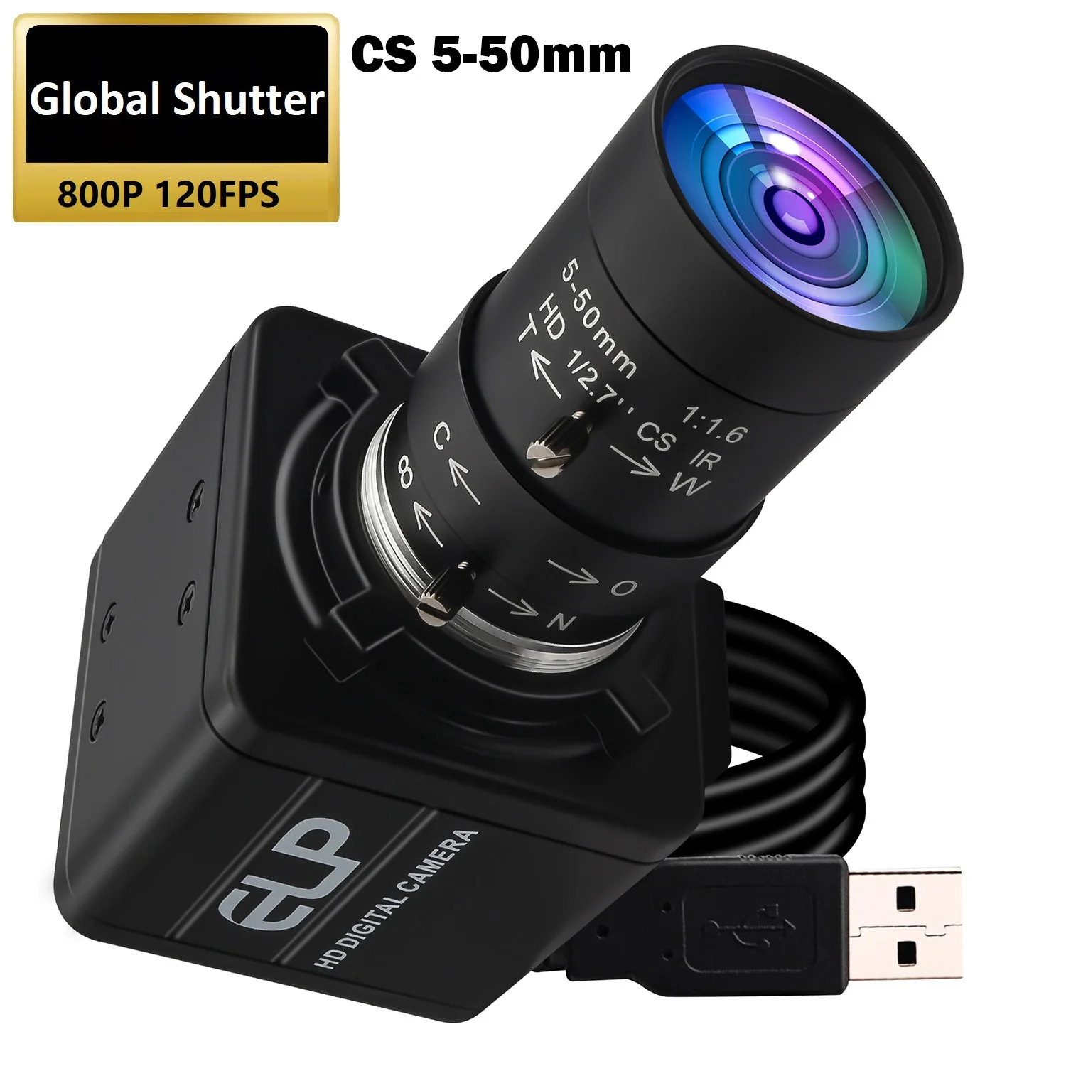 ELP 10X Zoom HD Global Shutter Monochrom USB webcam 800P 120fps 480P 210fps High speed usb camera for industrial