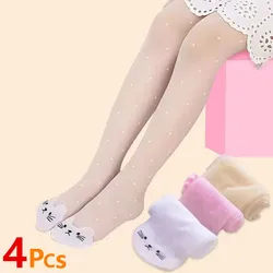 1/4Pcs/Lot Summer Spring Candy Color Cartoon Girls Pantyhose Ballet Dance Tights For Kids Stocking Children Velvet Pantyhose