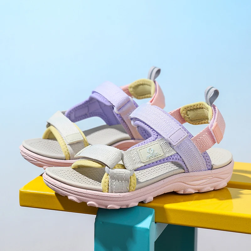 New Summer Children's Sandals  Breathable Sport for Girls Outdoor Beach Shoes Open-Toe Comfortable Walking Sandalies Size 30-38