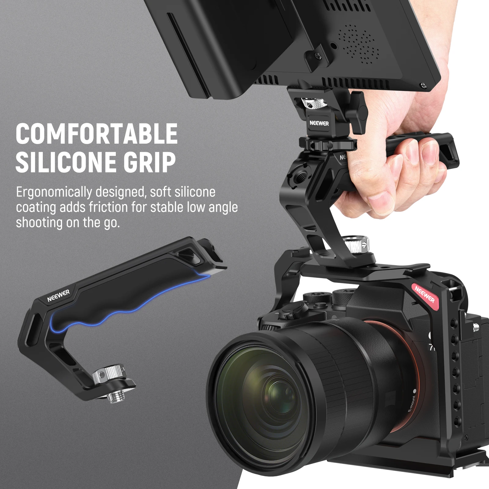 Imagem -06 - Neewer-câmera Top Handle com Arri Localizar Pins Compatível com Alças Câmeras Plataformas de Vídeo Comfort Silicone Grip 8