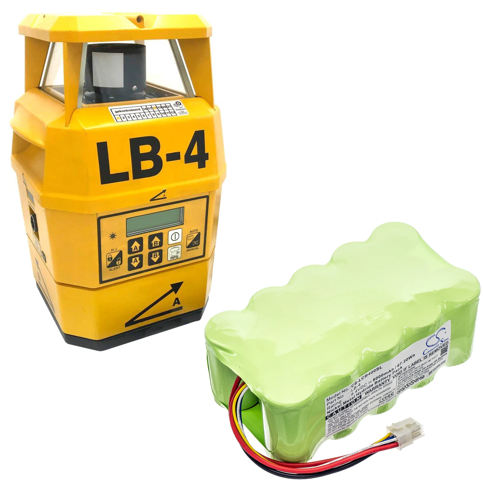 Laser Battery For Alignment LB-4  LB-4C Beacon Volts 8.4  Capacity  8000mAh / 67.20Wh  Product Type Ni-MH  Color Green  +Tools