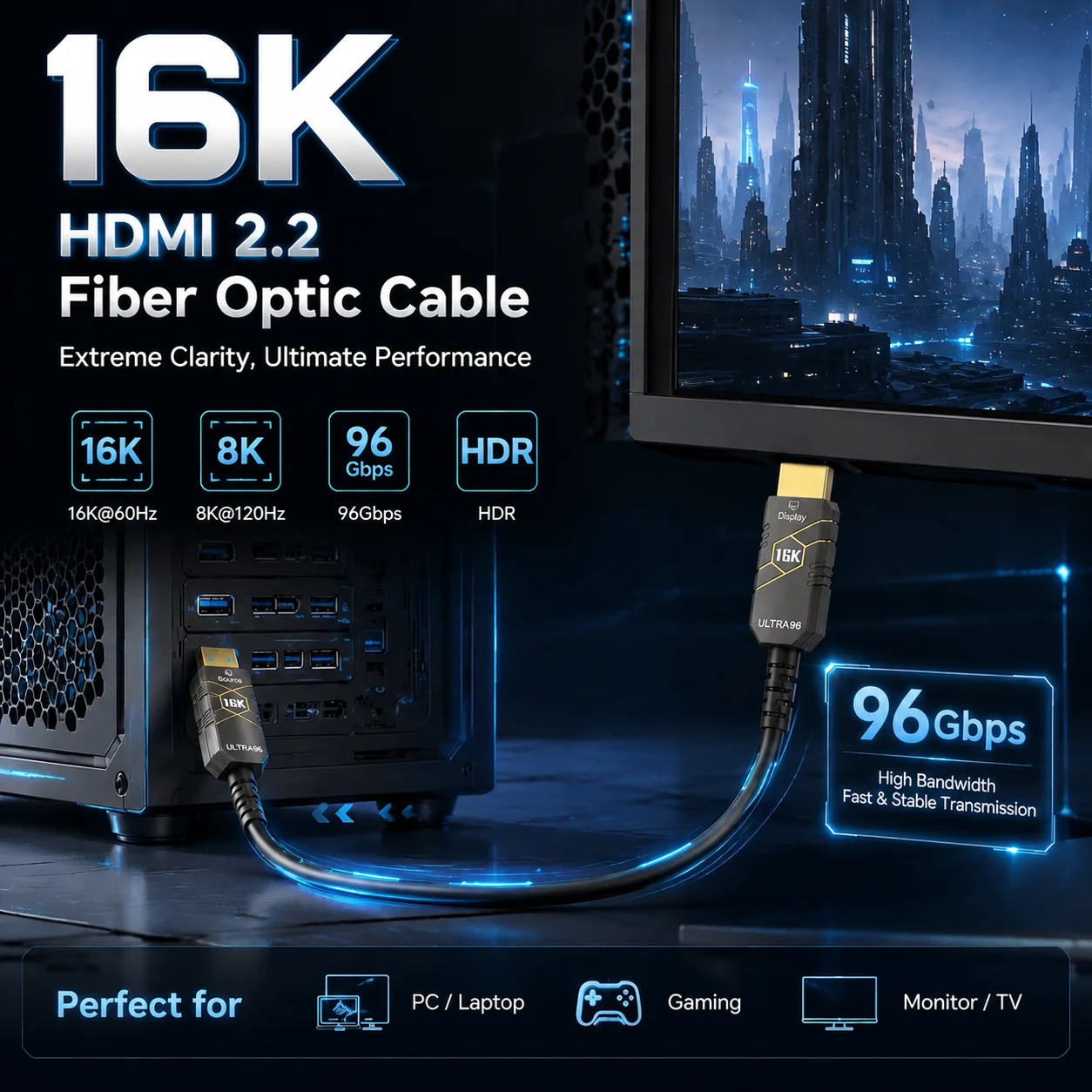 �y�Z�[�����zHDMI 2.2 ���t�@�C�o�[�P�[�u�� 16K@60Hz 8K@120Hz 4K@240Hz 96Gbps HDR�Ή� RTX 5090/5080 PS4/5 Xbox �m�[�g�p�\�R�� HDTV �v���W�F�N�^�[ HDMI 2.1