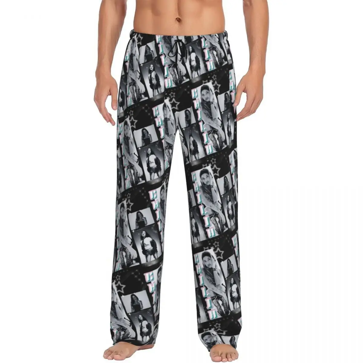

Custom E-Emilia Mernes Pajama Pants Sleepwear for Men Elastic Waistband Mp3 Singer Poster Sleep Lounge Bottoms with Pockets