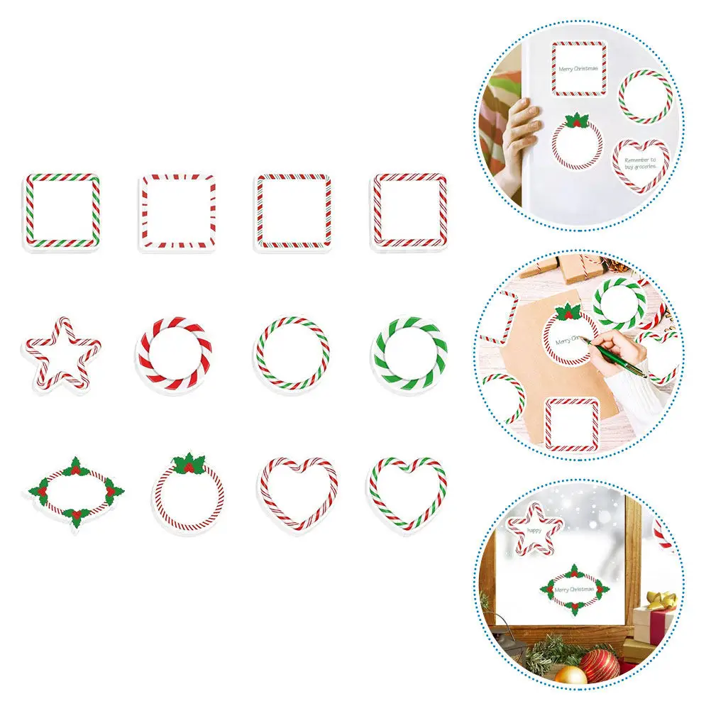 

1Sets Christmas Candy Sticky Paper Pads 12 Units Festive Self Adhesive Note Taking Pads for Holiday Parties Schools Homes