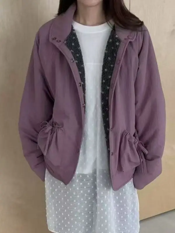 

Faionable Thiened Winter Coat Women's Double-Sided Wear Plu Collar Versatile Cotton Jaet Sli Anti-Aging Trendy