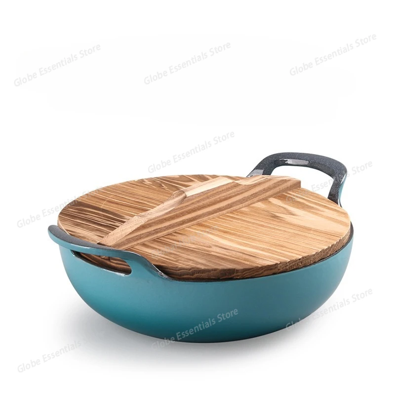 

New 26cm Induction Cooker Universal Cast Iron Enamel Pot Double-ear Multi-functional Wok for Stewing and Soup Making