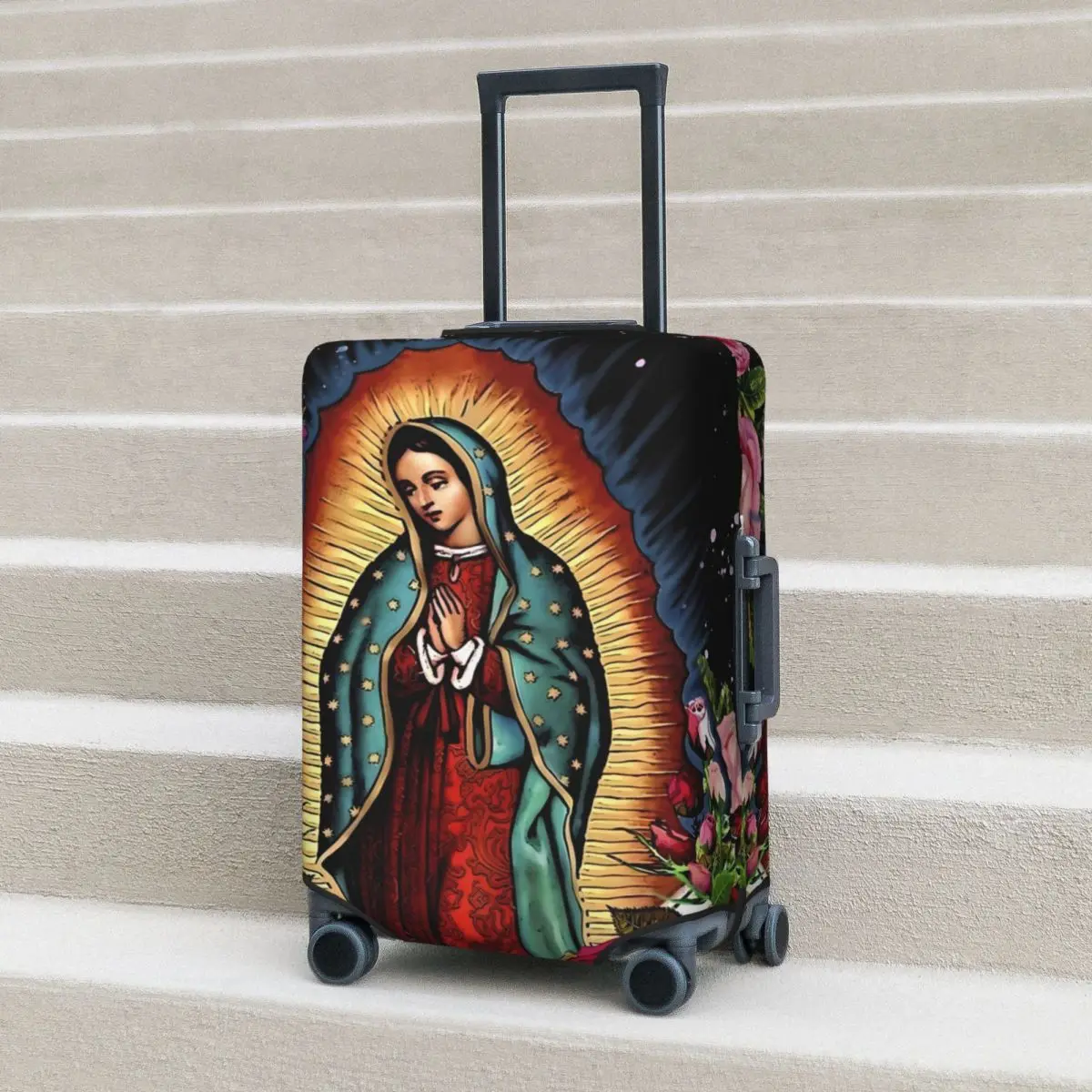 

Virgin Mary Love Suitcase Cover Mexico Christian Gifts Travel Holiday Practical Luggage Supplies Protection