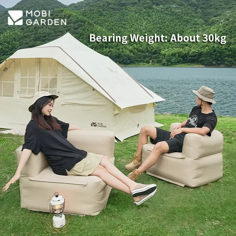 MOBI GARDEN Inflatable Sofa Camping Chair Portable Stitching Lazy Sofa Outdoor Park Picnic Leisure Air Cushion bed Oxford Cloth