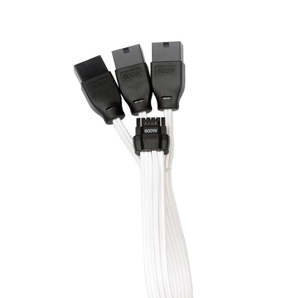(A60I) Câble d'extension de carte graphique PCIE5.0 PSU 16 broches (12+4) vers 3x8 broches, adaptateur de module GPU 600W, câble en silicone 16AWG