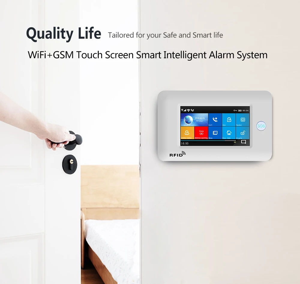 433MHz شاشة تعمل باللمس اللاسلكية 2G 4G WIFI GSM بطاقة التعريف بالإشارات الراديوية نظام إنذار ضد السرقة أمن الوطن الذكي لتقوم بها بنفسك إنذار TUYA الحياة الذكية