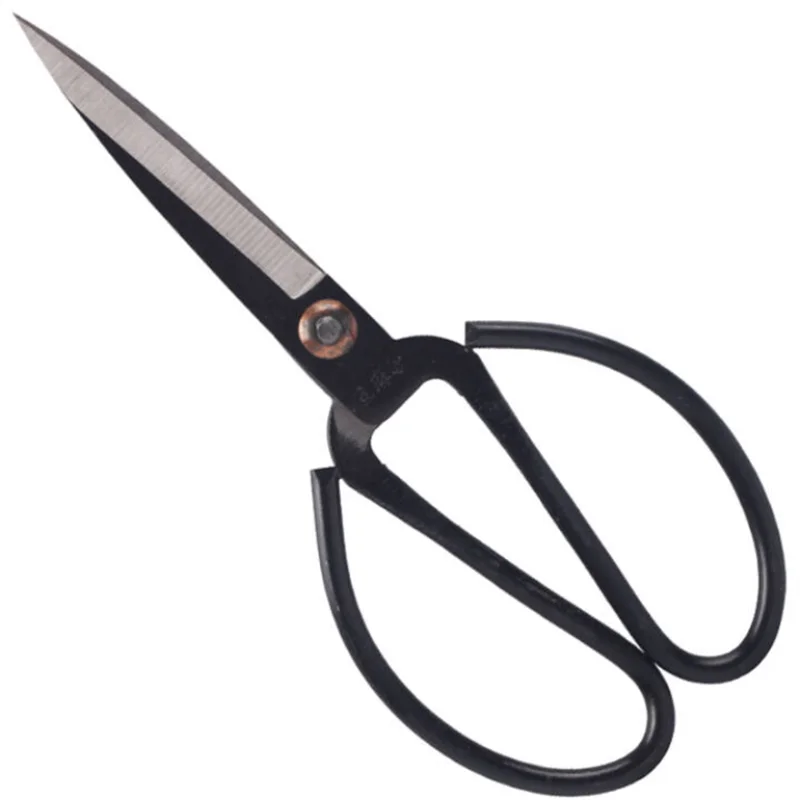 

Full Carbon Steel Household Bonsai Scissors 215mm Traditional Vintage Black Coated Trimming Scissor Silver Rivet