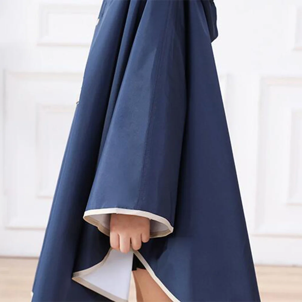 

Raincoat Poncho Waterproof Hooded One-Piece Rainwear with Stylish Pattern for Outdoor Travel Camping Navy Blue L