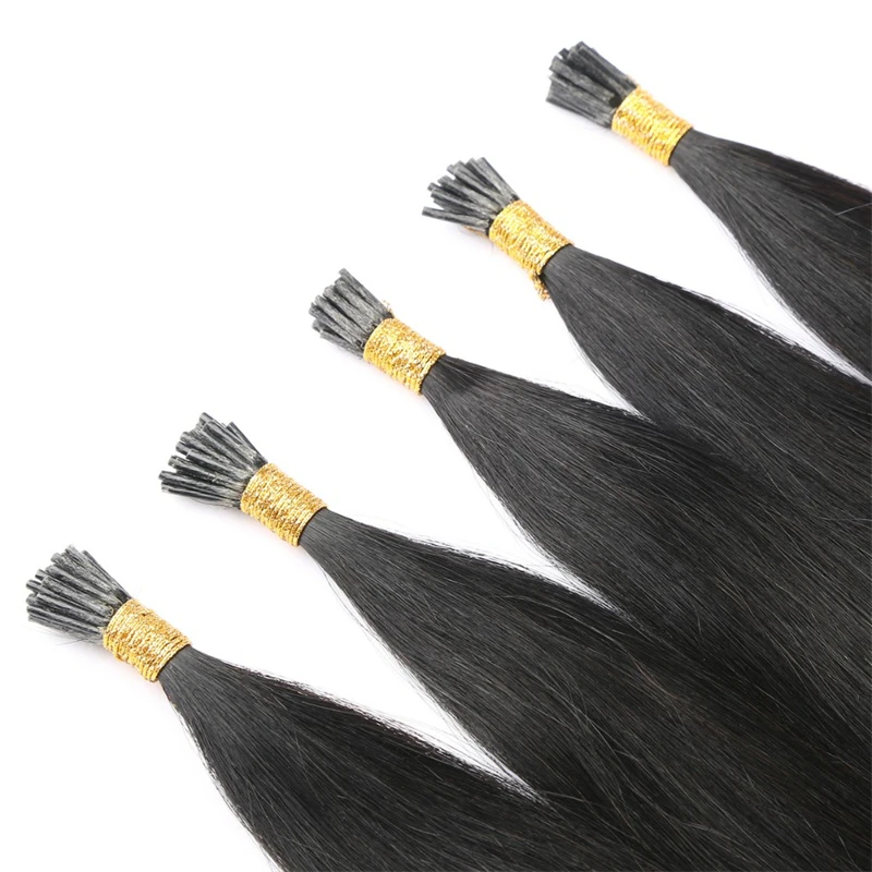 Wholesale Top Quality Unprocessed I-tip Hair Pre-bonded Human Keratin Russian i tip human hair extensions Straight I Tip Hair