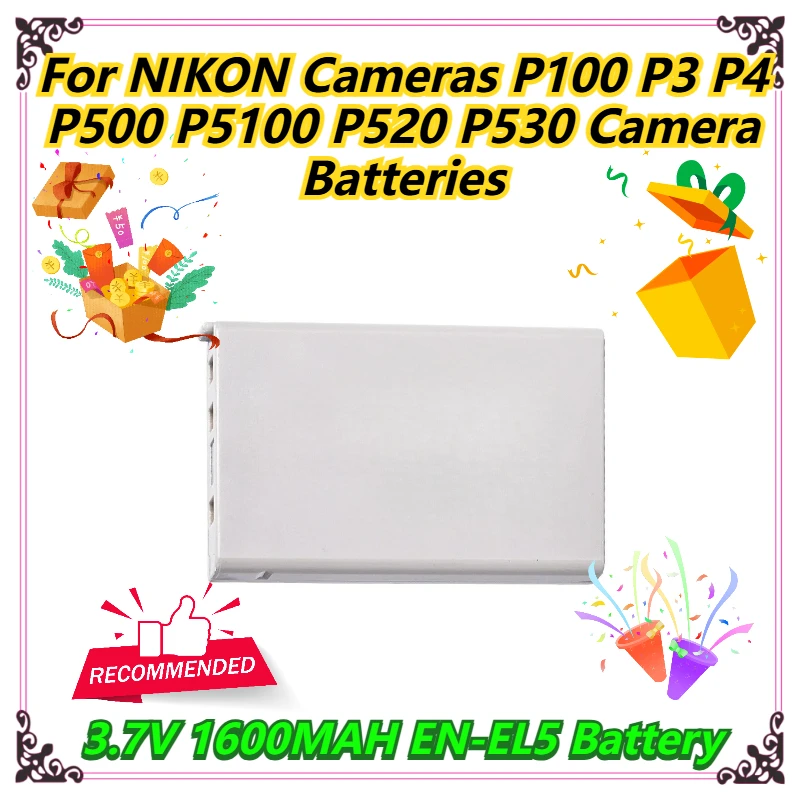 

For NIKON Cameras P100 P3 P4 P500 P5100 P520 P530 Camera Batteries 3.7V 1600MAH EN-EL5 Battery