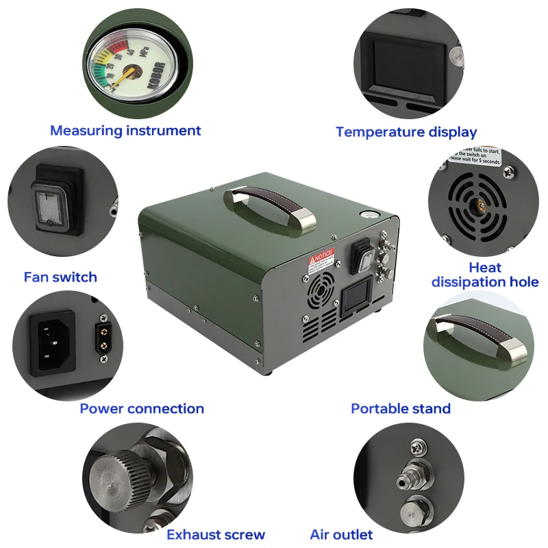 300Bar 12V PCP Air Compressor 4500Psi Protable High Pressure Compressor Built-in 12V Power  Diving Rifle