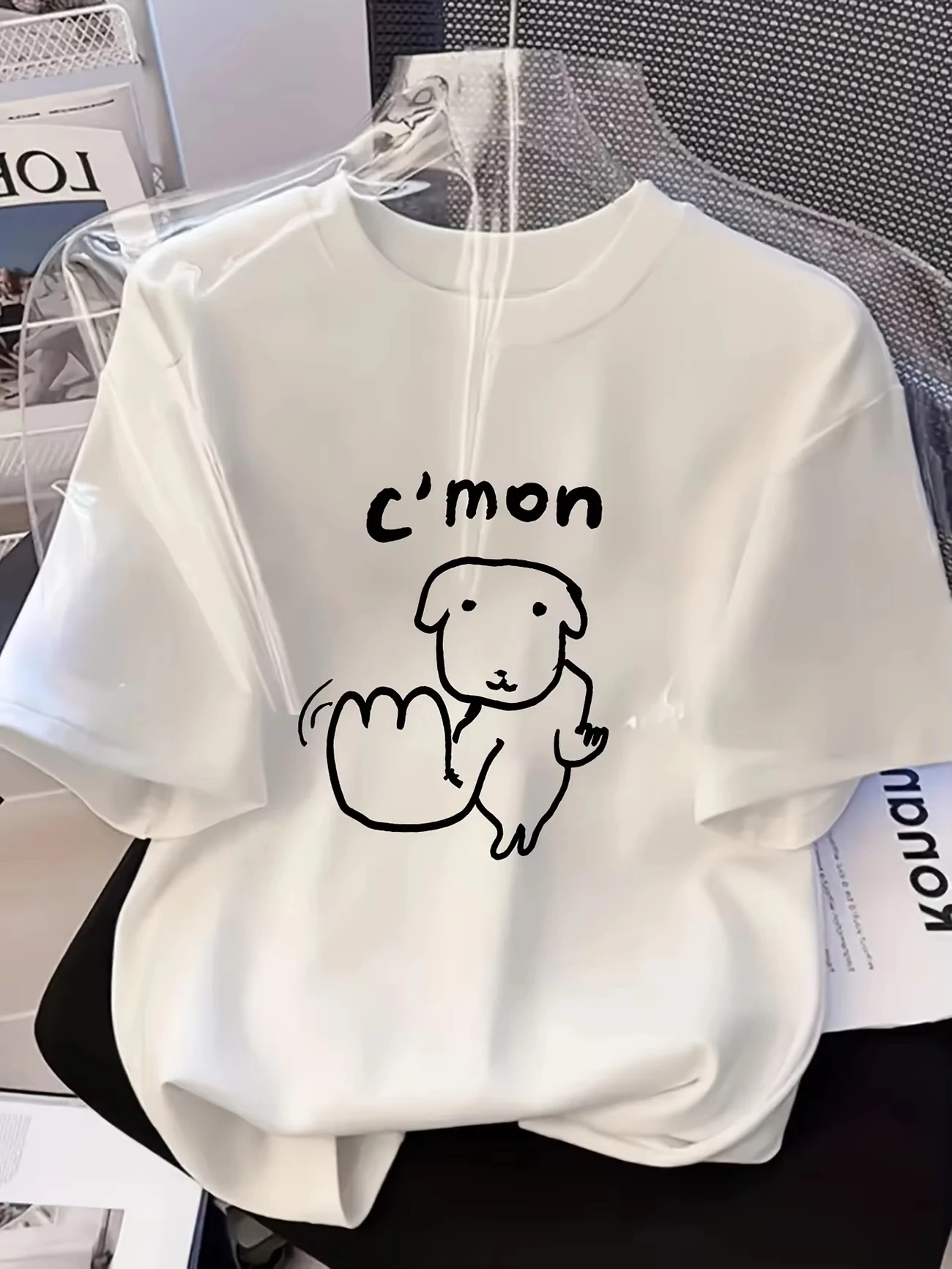 Funny Dog Middle Finger Graphic T Shirt Women Men Summer Casual Short Sleeve Crew Neck Loose Tee Harajuku Kawaii Streetwear Top