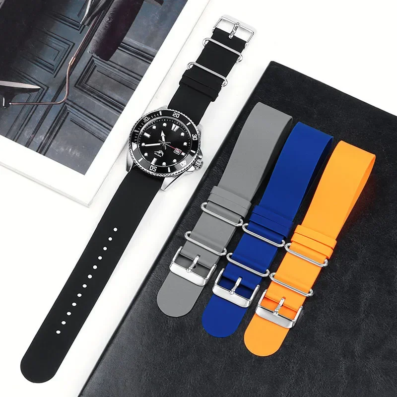 18mm 20mm 22mm Silicone Watch Strap One Piece Loop Bracelet Universal Thin Rubber Watch Band Soft Sport Wristband