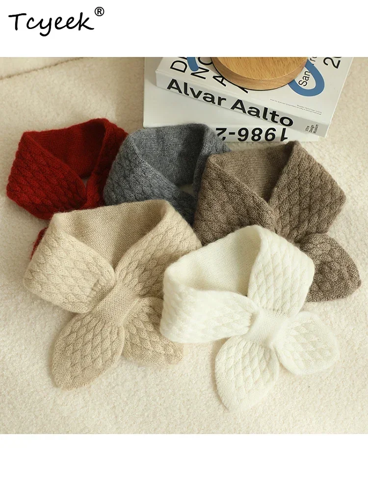 Parent-Child Scarf Kids Cross Perforated Small Scarf 100% Cashmere Scarf Cross Collar Knit Autumn Winter Neck Cover Accessories