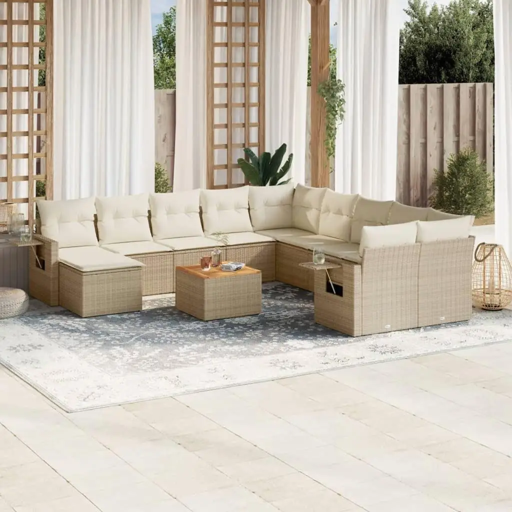 

Stylish Beige Garden Sofa Set Outdoor Seating Cushions Weather Resistant Comfortable Patio Conversation Furniture