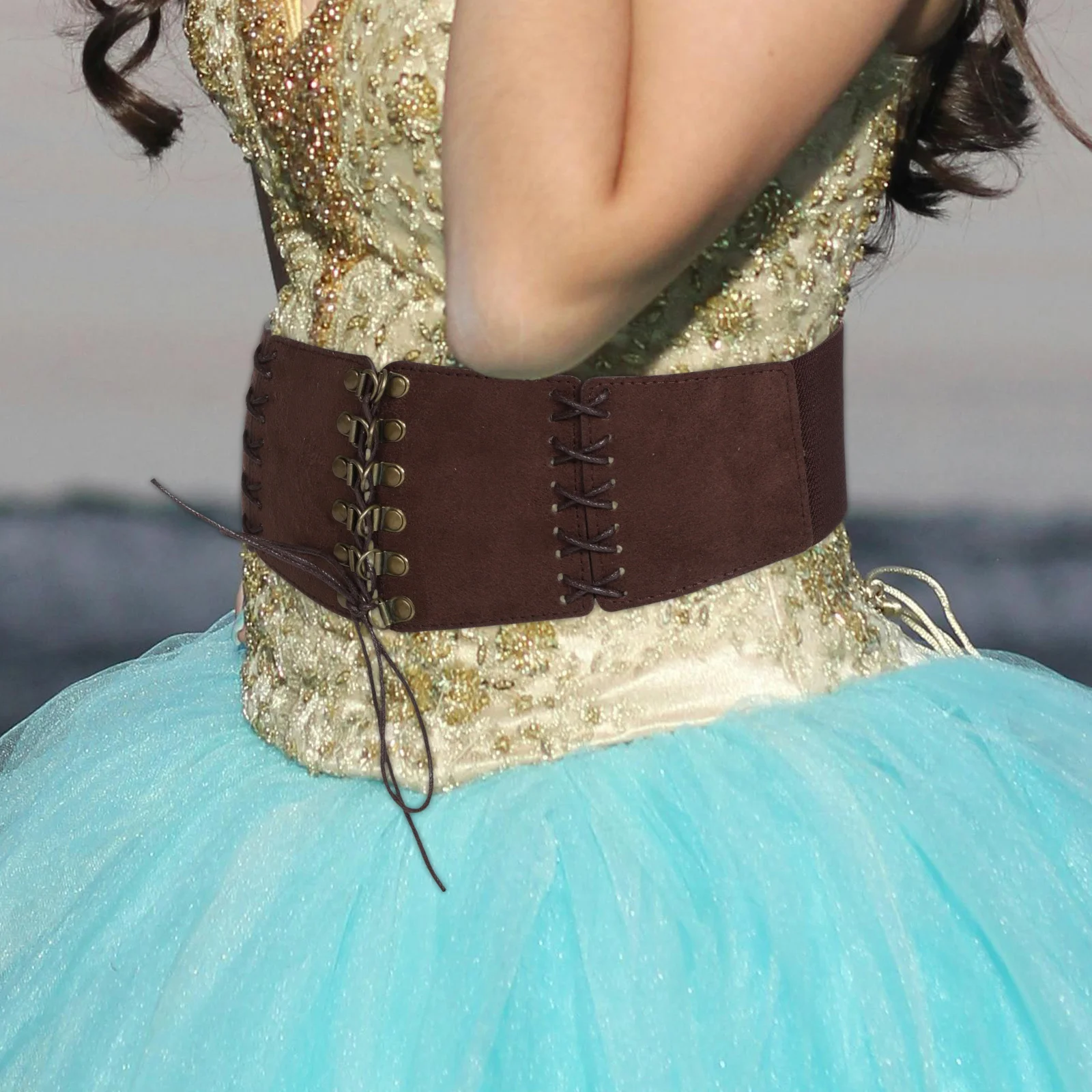 حزام وشاح عريض أنيق من البولي يوريثان للنساء، مشد خصر لطيف للفساتين، معاطف إكسسوارات بوهو عتيقة، حزام تنورة جينز #1