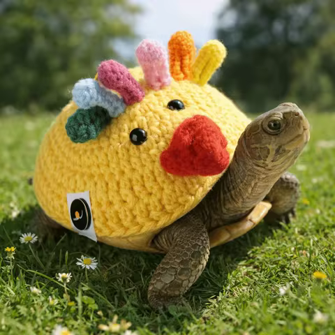 Cute Adjustable Strap Knitted Turtle Sweater Handmade Cartoon Tortoise Clothes Funny Soft Tortoise Shell Costume Winter Clothing