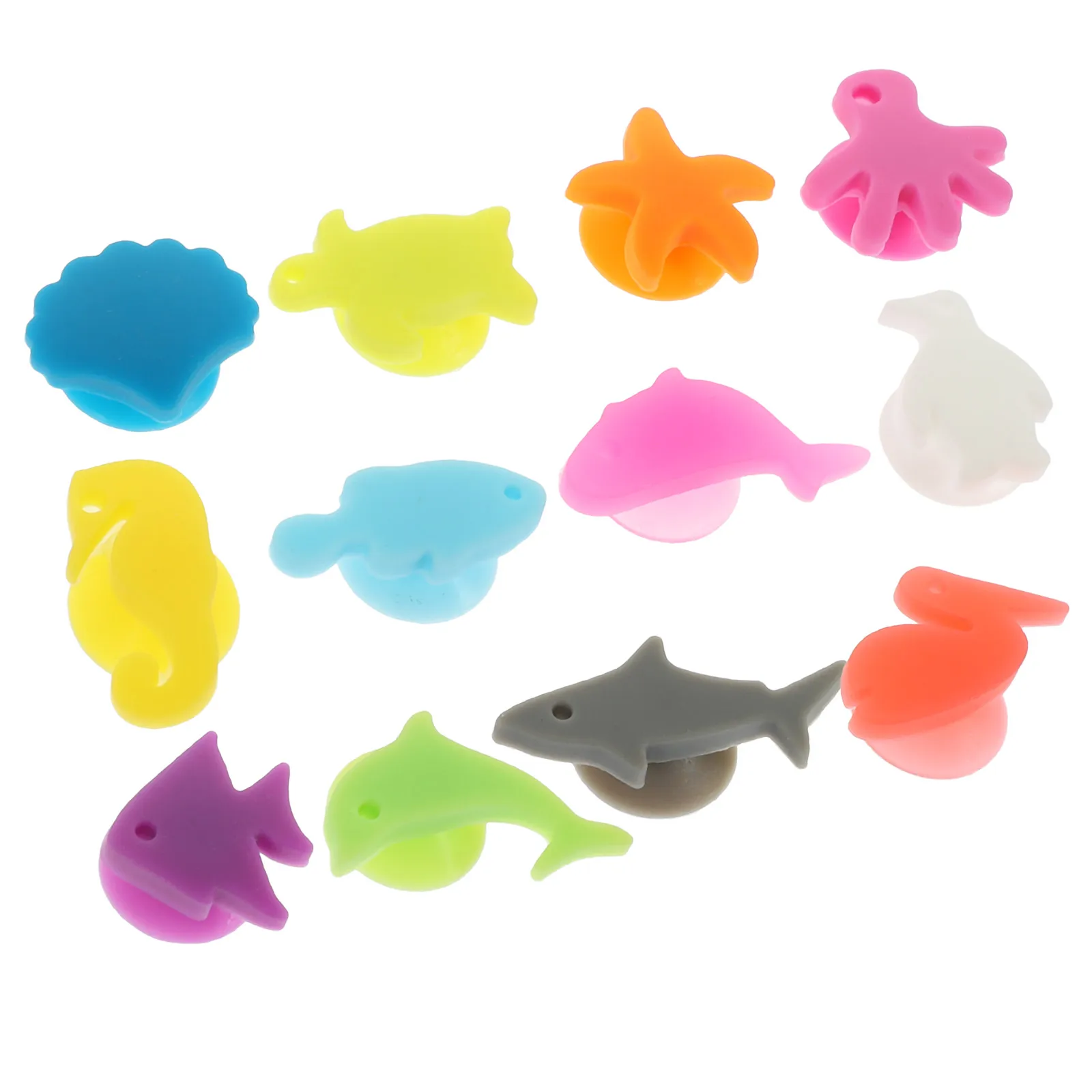 

12 Pcs Fish Shaped Glass Charms Made of Premium Silicone Material for Party Drink Markers Tags Random Colors Pack