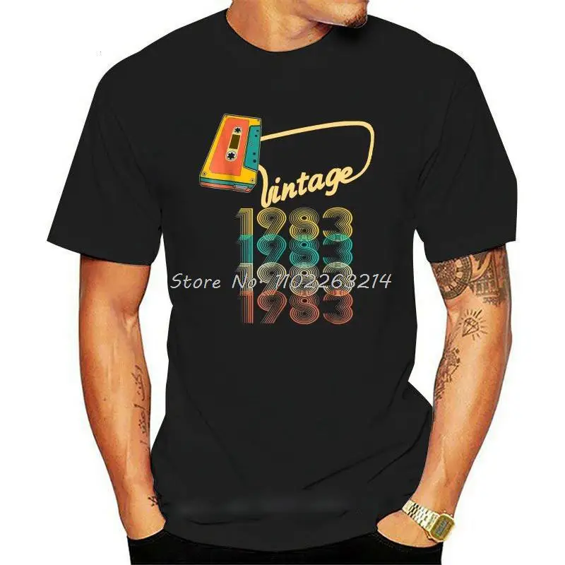 Vintage 1983 Shirt Birthday Gifts Old Awesome Summer Men's Short Sleeve T-Shirt Unisex Cotton Oversized Streetwear Harajuku Tees