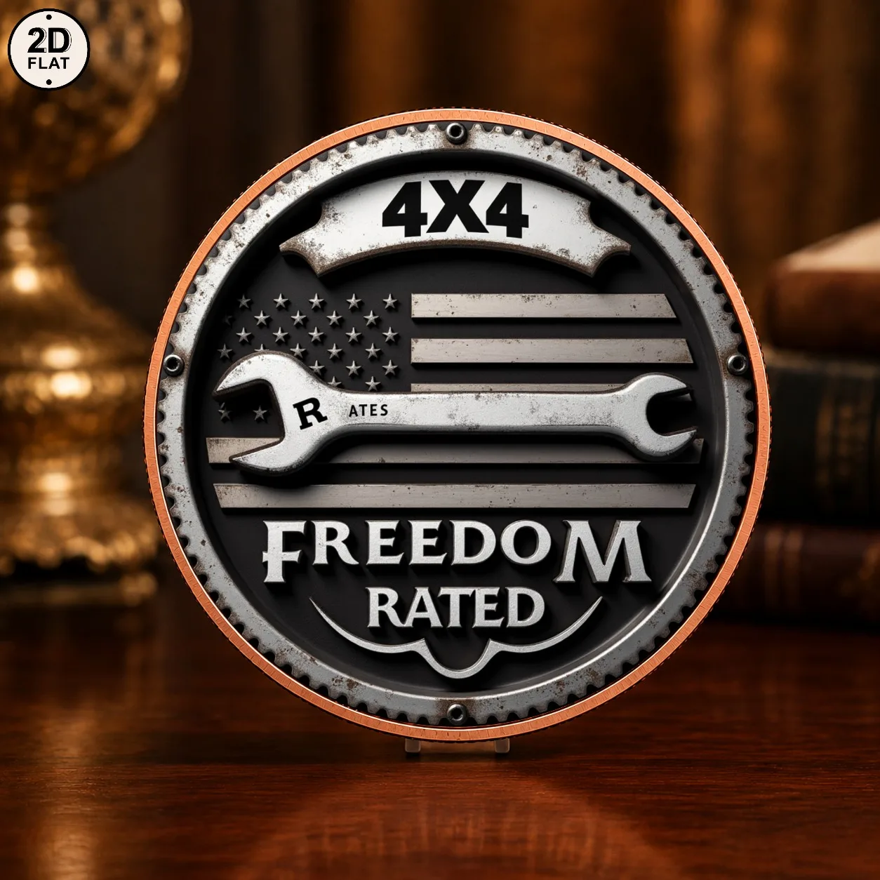 1pc 1oz Pure Copper Truck Offroad Freedom Rated Challenge Coin Color Print Wrench Flag Souvenir Medal Men Keepsake Gifts