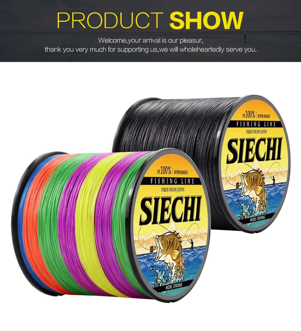 SIECHI 12 Stränge geflochtene PE-Angelschnur Multifilament X12 300 m 500 m 1000 m Karpfen japanischer Draht Fliege Meer Salzwasser gegossen Pesca – Detail 12